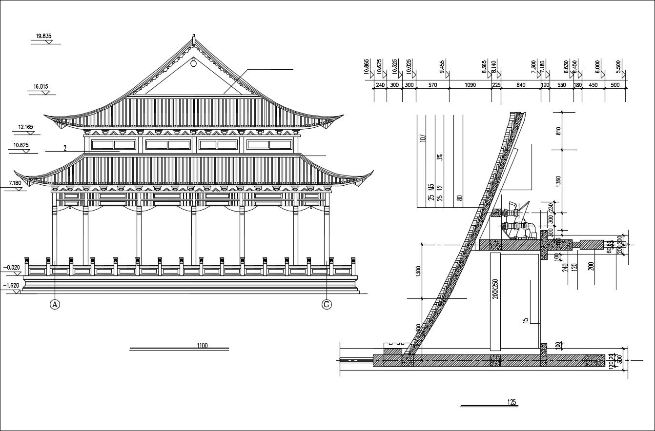 Chinese Architecture CAD Drawings(Grand Hall of Chinese Temple)