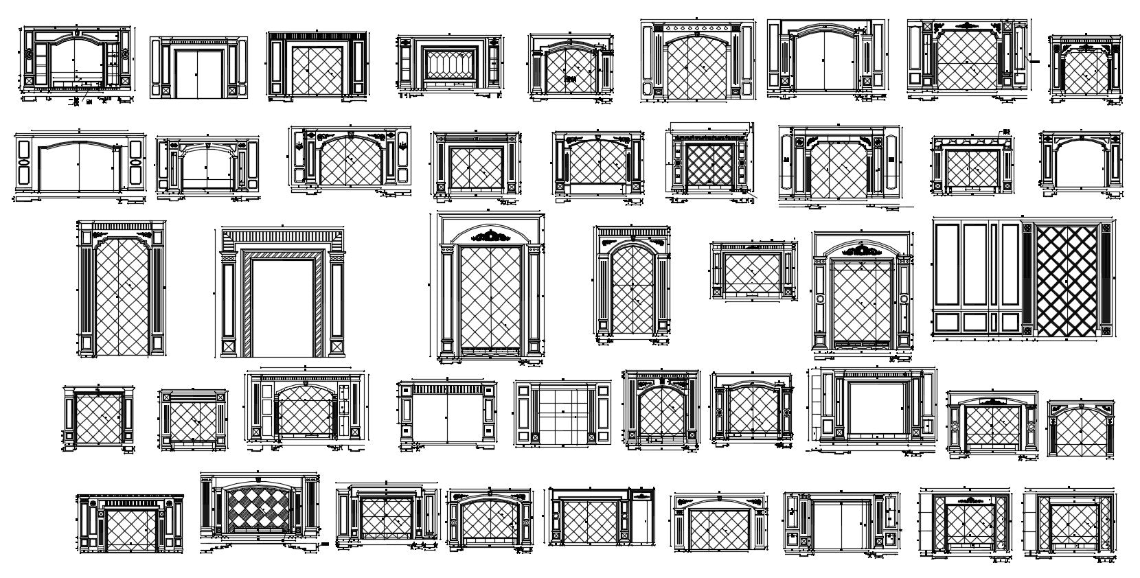 188 Types of TV Wall Design CAD Drawings-Living Room,Bedroom Design