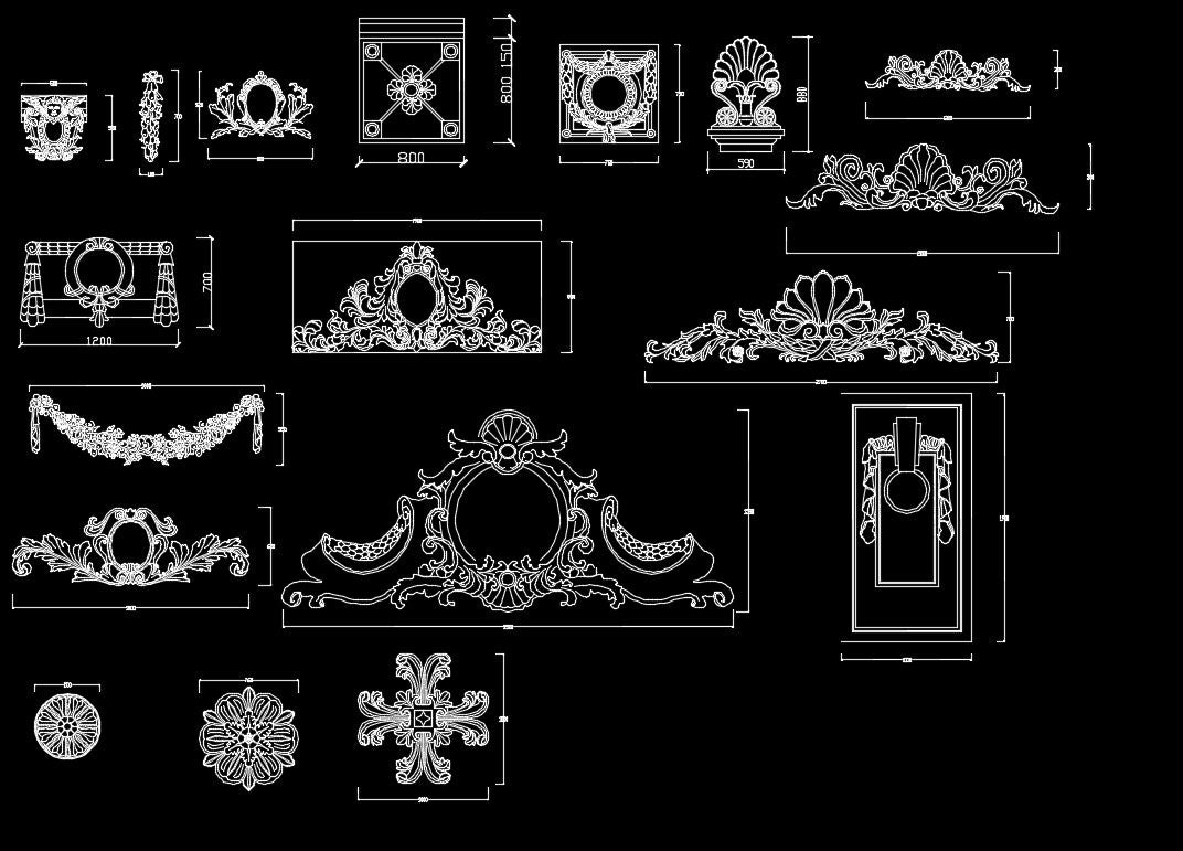 Architectural decorative elements 2 – CAD Design | Free CAD Blocks