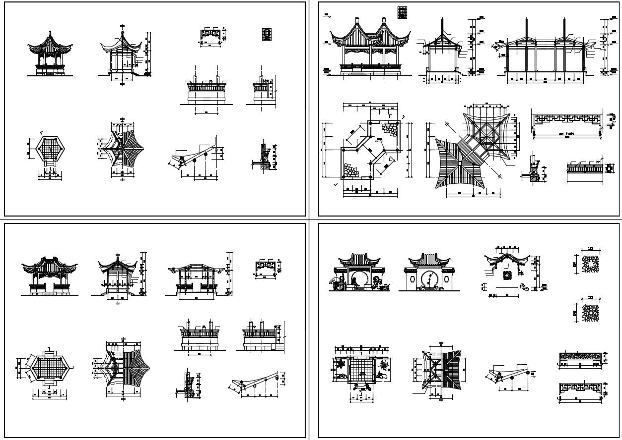 Chinese Architecture CAD Drawings-All Chinese Pavilion Collections