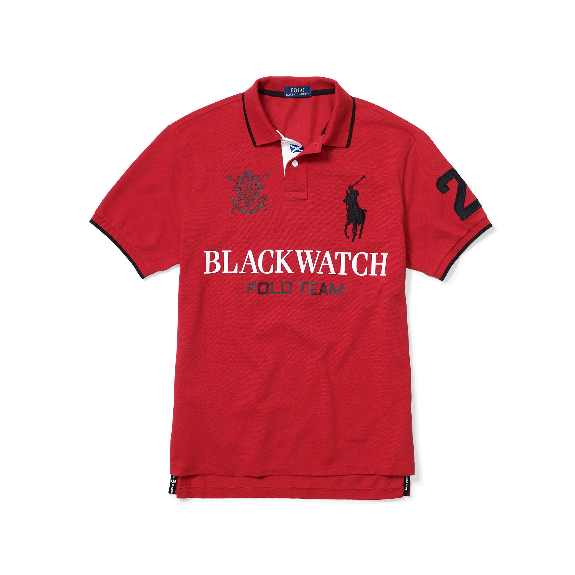 Polo Ralph Lauren BLACKWATCH Men's Custom Fit Polo Shirt Red ...