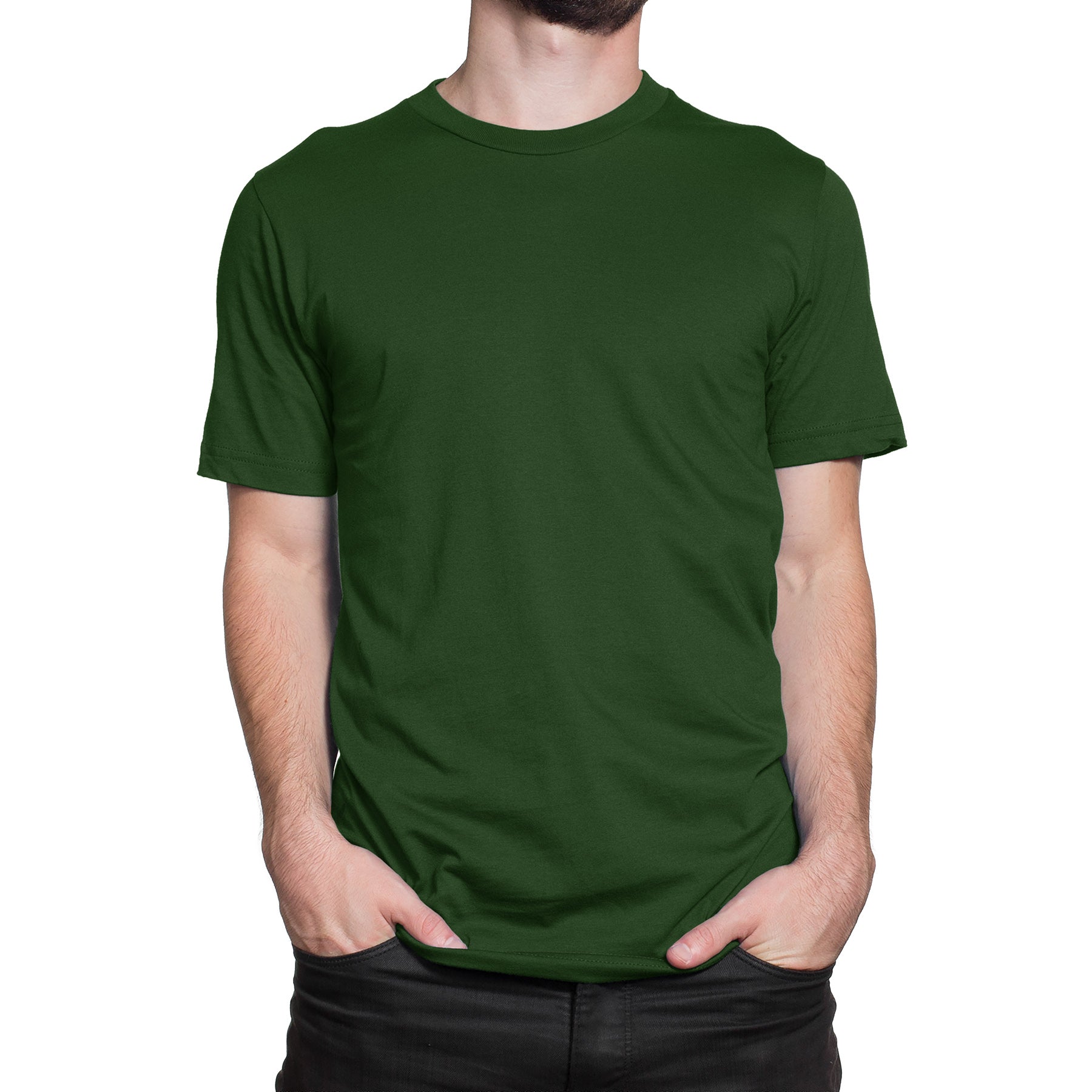 Olive Green Half Sleeve Shirt Round Neck TShirt Wolfattire