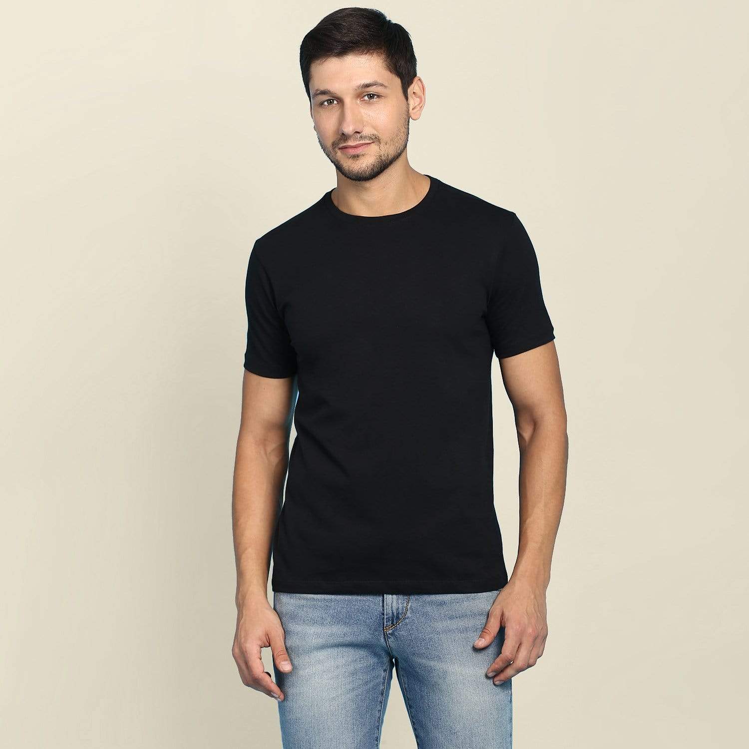 Plain Black Half Sleeve Shirt | Round Neck T-Shirt – Wolfattire
