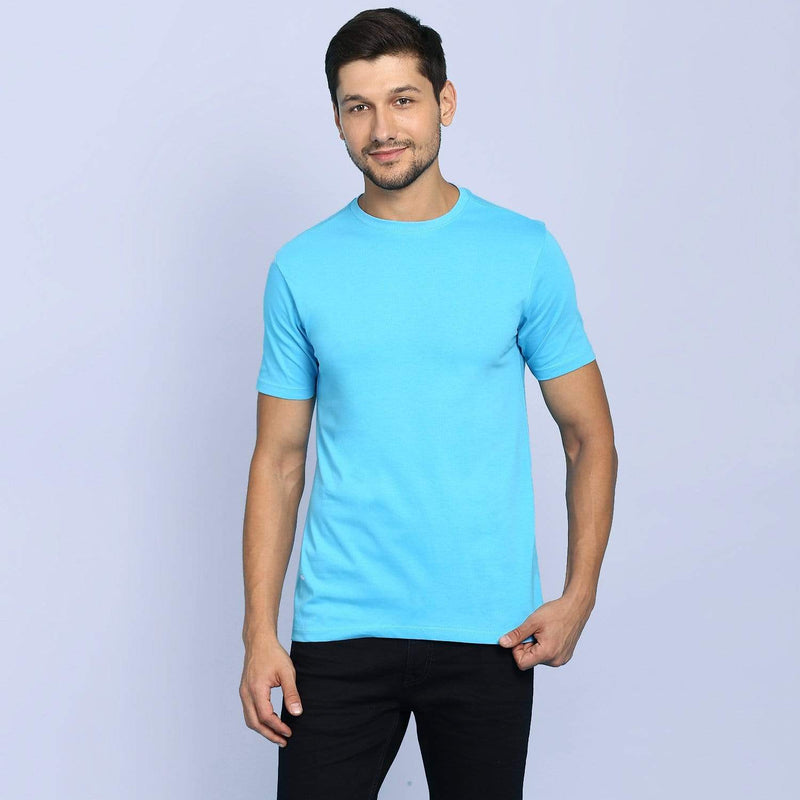 Men's Round Neck Plain T-Shirt Turquoise (Regular fit) – Wolfattire
