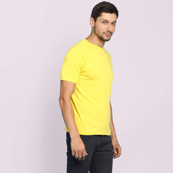 Round Neck Plain Men's Trendy Sweatshirt Yellow, Machine wash at