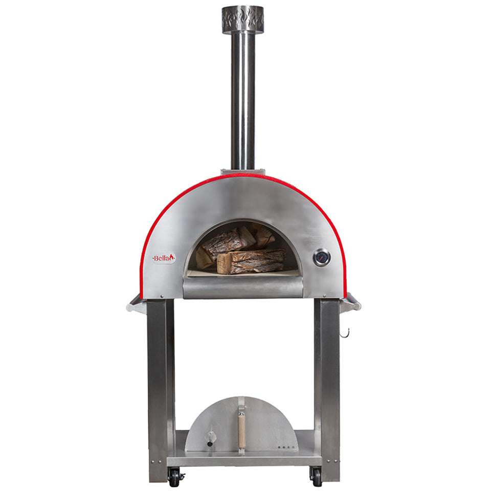 Bella Outdoor Living Medio 28 Wood Fired Pizza Oven With Cart Bems28r Firewalker Ovens