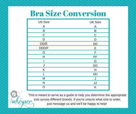size chart – Whisper Intimate Apparel