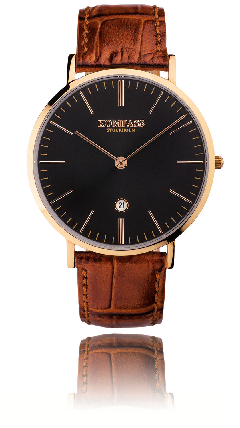 KOMPASS NAUTILUS ROSE GOLD BLACK DIAL 