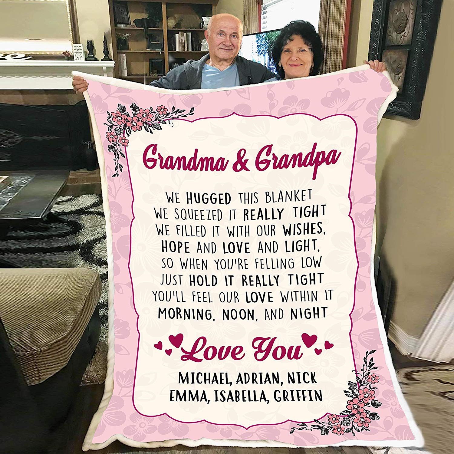Personalized Grandmas Love You Blanket For Grandma Grandpa Mamma Aunt Stylish Gears