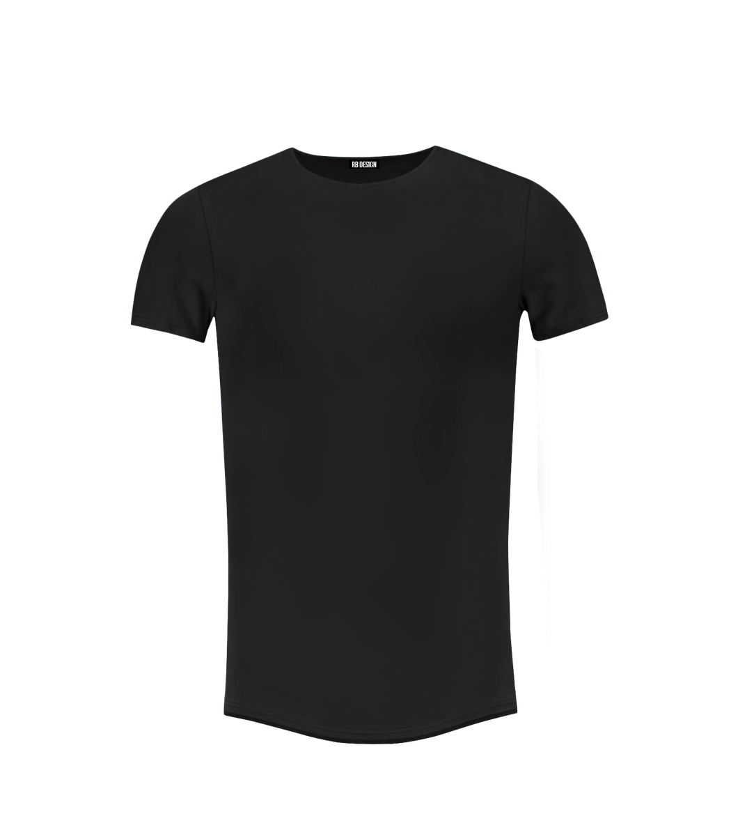 Download Men's Plain Black Round Neck T-shirt - Longline Tee - RB ...