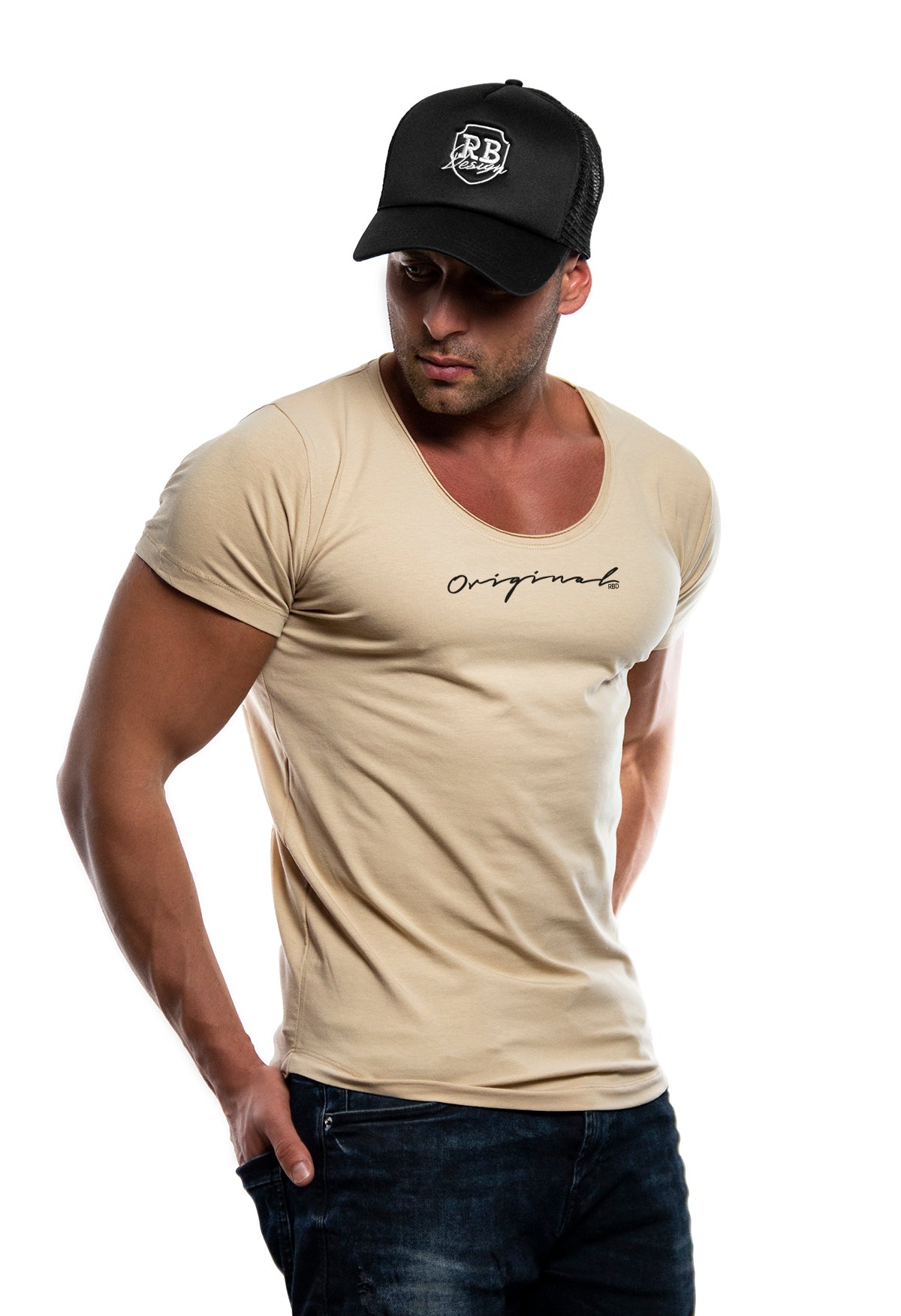 Scoop Neck Muscle Fit T-shirts | Designer Brand Longline Tees ONLINE ...