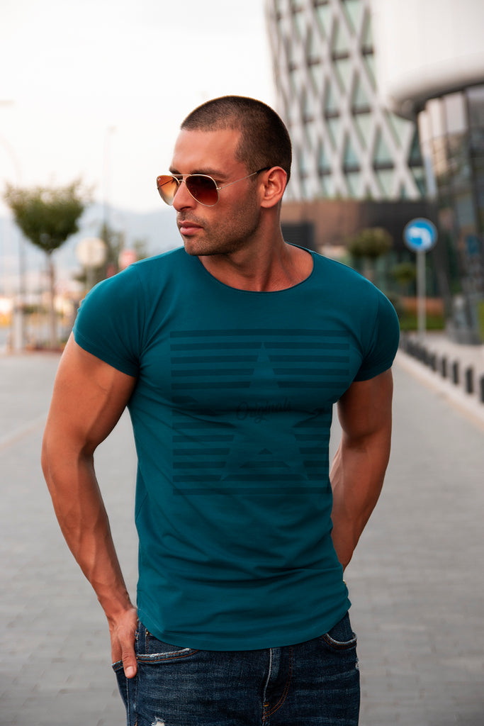 Casual Longline Mens T-shirts | Electric Green, Ocean Blue White Tees ...
