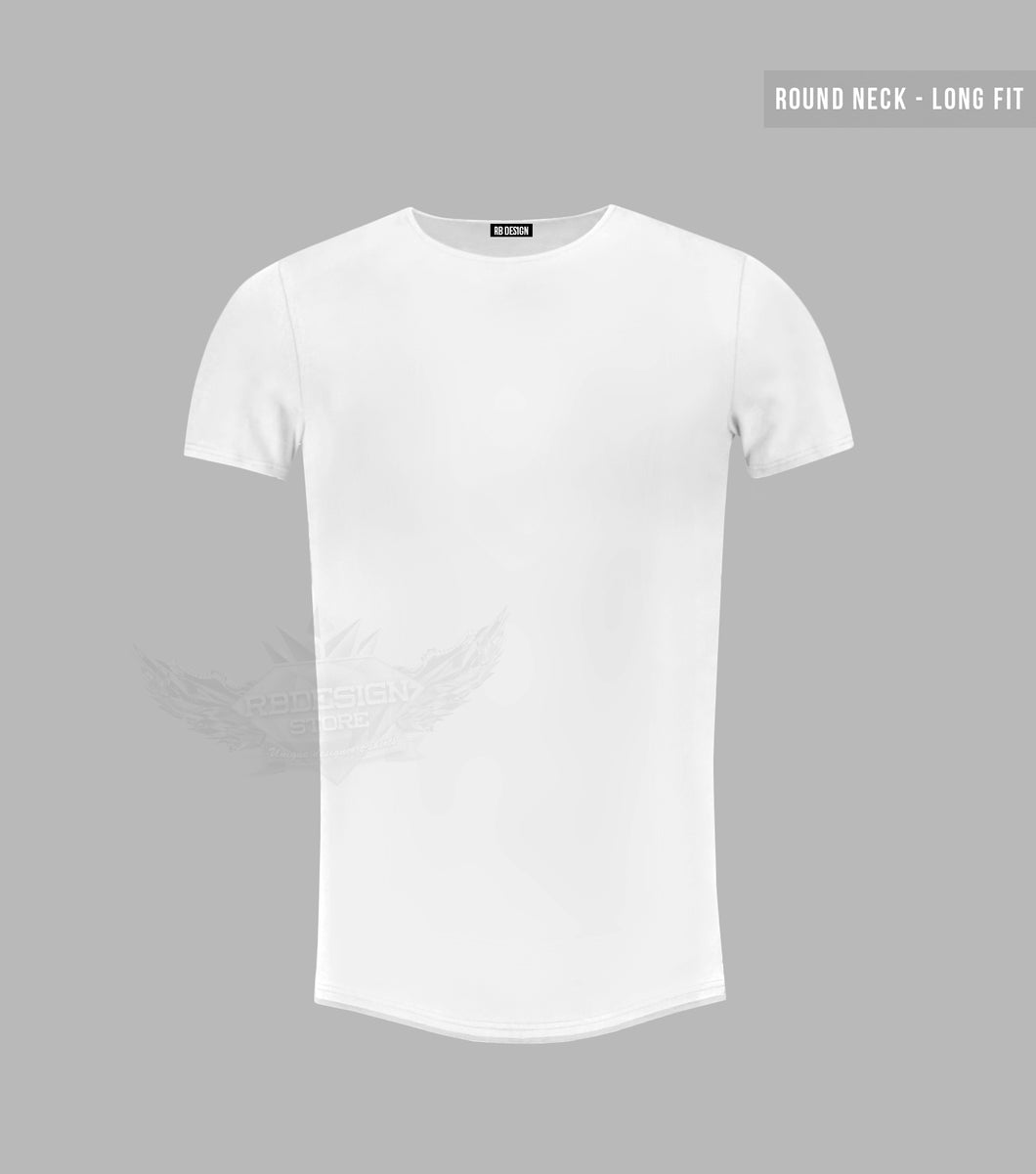 Men's Plain White Round Neck T-shirt - Long Fit Tee tees online – RB ...