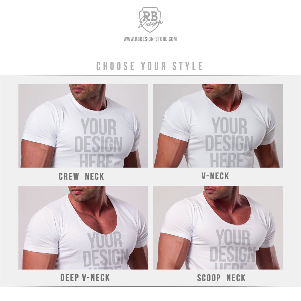 Slim Fit Deep V-neck Men's White T-shirt Loud Brave and Wild – RB ...