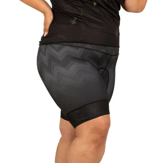 Image of the Rachel Petunia Shorts with the model facing to the right.