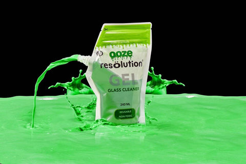 Ooze resolution gel glass cleaner with green goo spewing out