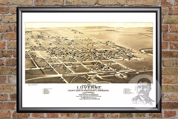 Vintage Map of Luverne, MN from 1883