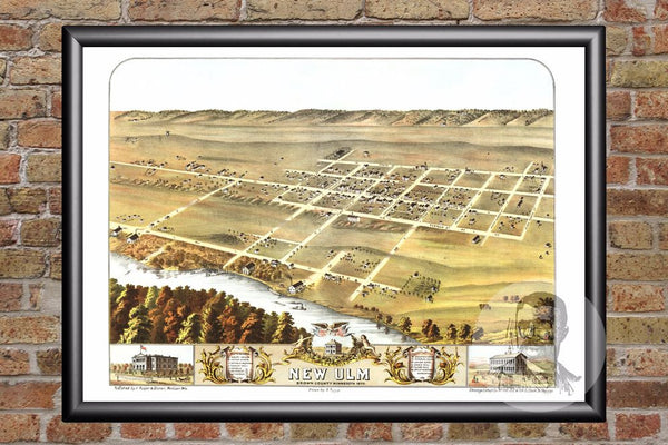 Vintage Map of New Ulm, MN from 1870