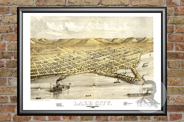 Vintage Map of Lake City, MN from 1867 - 24