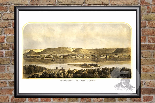 Vintage Map of Winona, MN from 1867