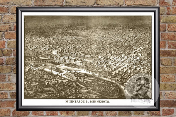 Vintage Map of Minneapolis, MN from 1885