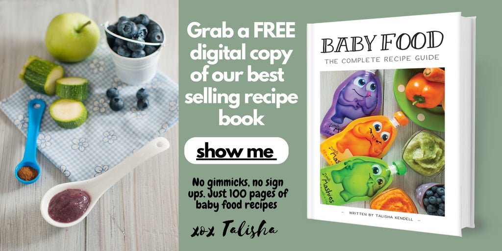 Baby food Recipe Book by Little Mashies, Apple, Blueberry, Zucchini & Cinnamon Puree