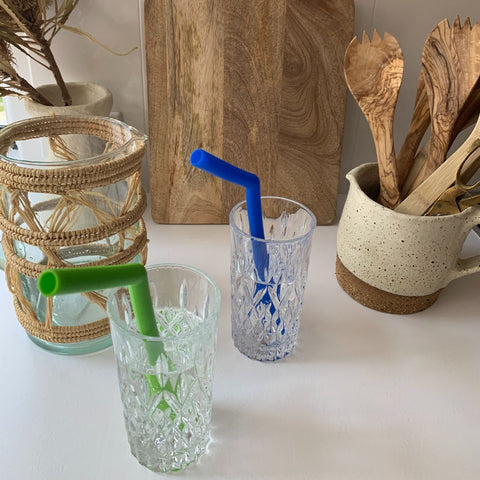 Little Mashies reusable soft silicone straws blue green