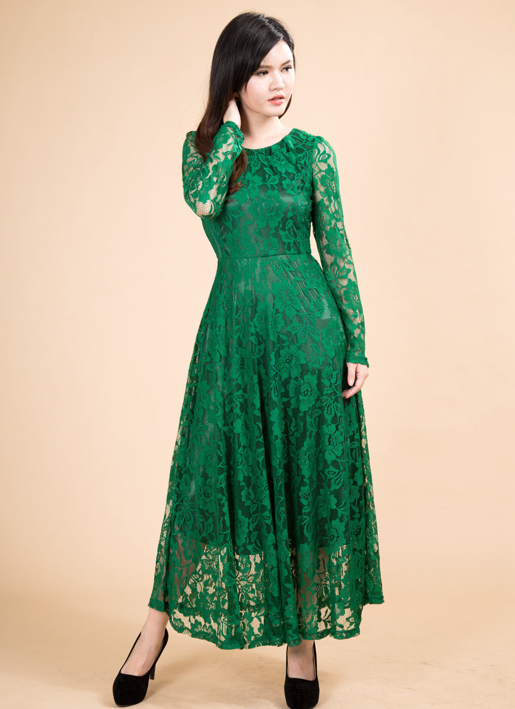 green long frock design