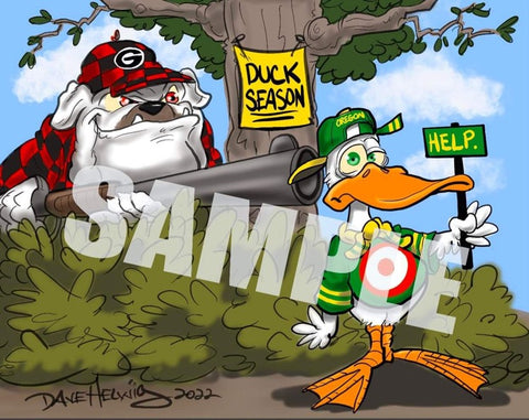 2022 Dave Helwig "Dawgs vs. Ducks" Pre-Game Art 11x14