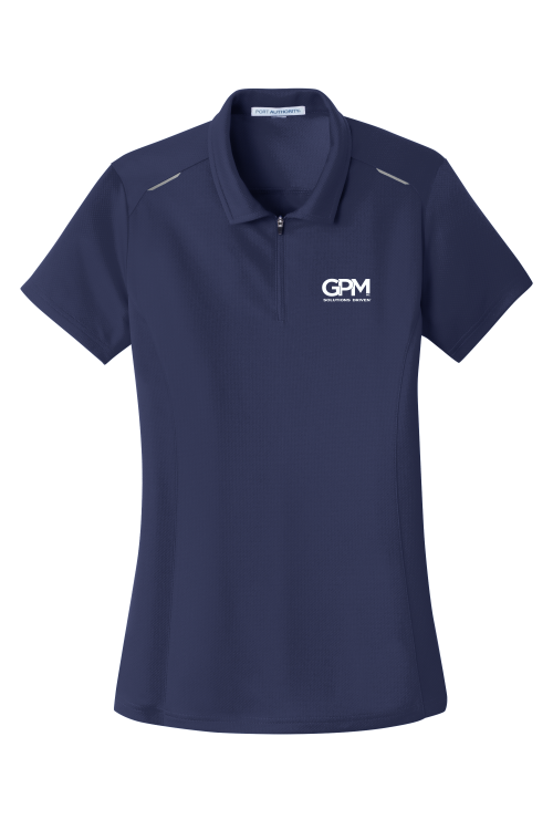 GPM Inc. L580 Port Authority® Ladies Pinpoint Mesh Zip Polo with White embroidered GPM logo