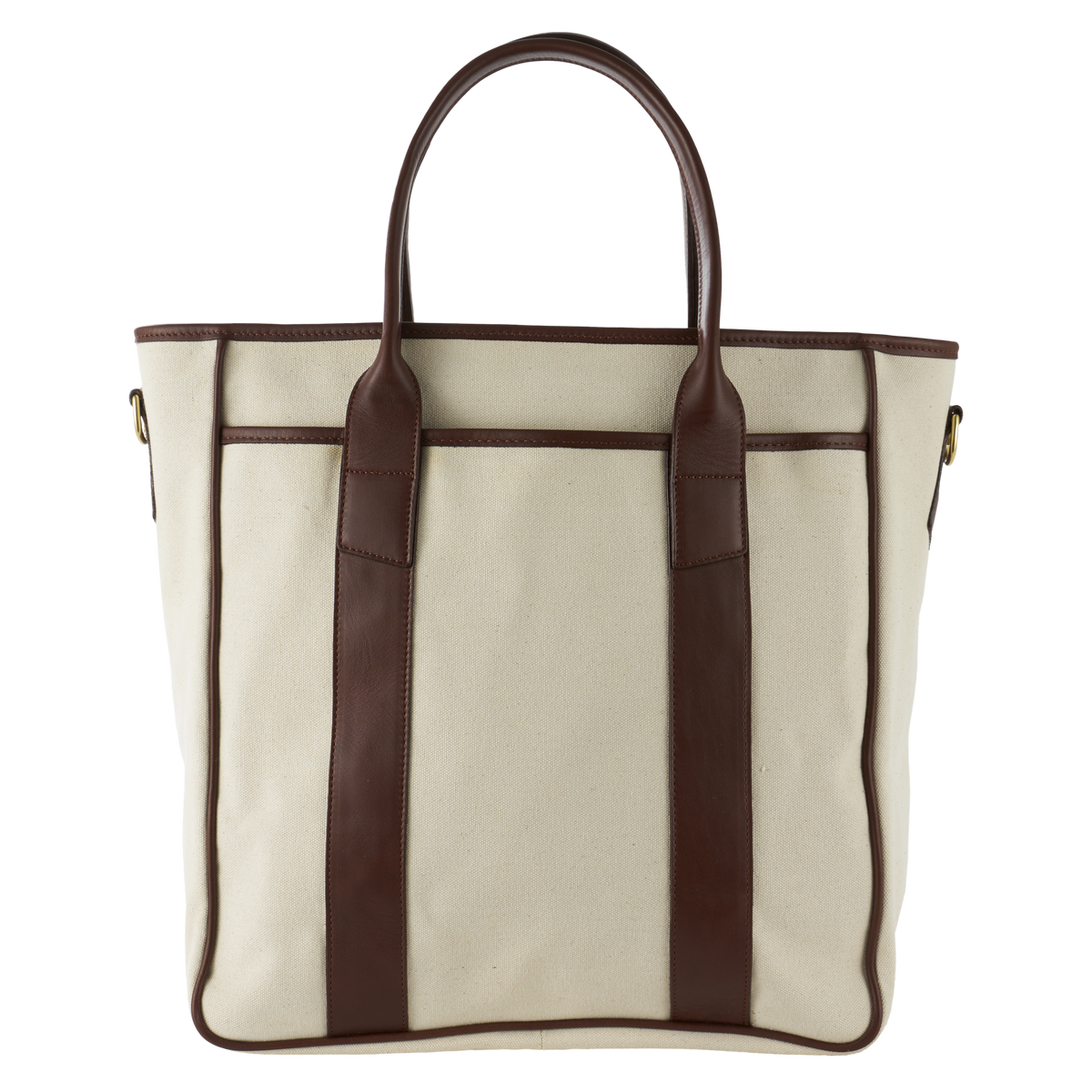 Frank Clegg Commuter Tote in Ivory Canvas and Chestnut Leather Trim ...