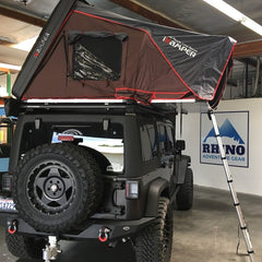 Jeep JK with Rhino-Rack JK Backbone Pioneer Platform and iKamper Skycamp Roof Top Tent installed in California