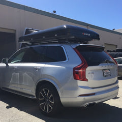 Volvo XC90 with black iKamper Skycamp Roof Top Tent Installed on Rhino-Rack Vortex Crossbars