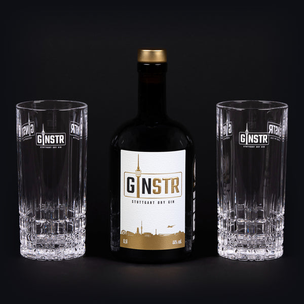 A bottle GINSTR and two original crystal glasses