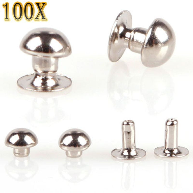 100Pcs 5mm Mushroom Round Spike Rivet Studs Punk Bracelet Bag Leather DIY Craft 24984