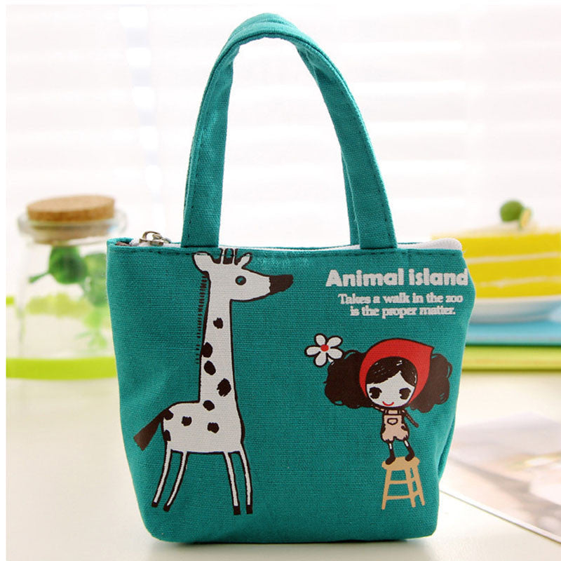 Women Portable Bag Linen Package Hbag Totes Shopper Giraffe Pattern