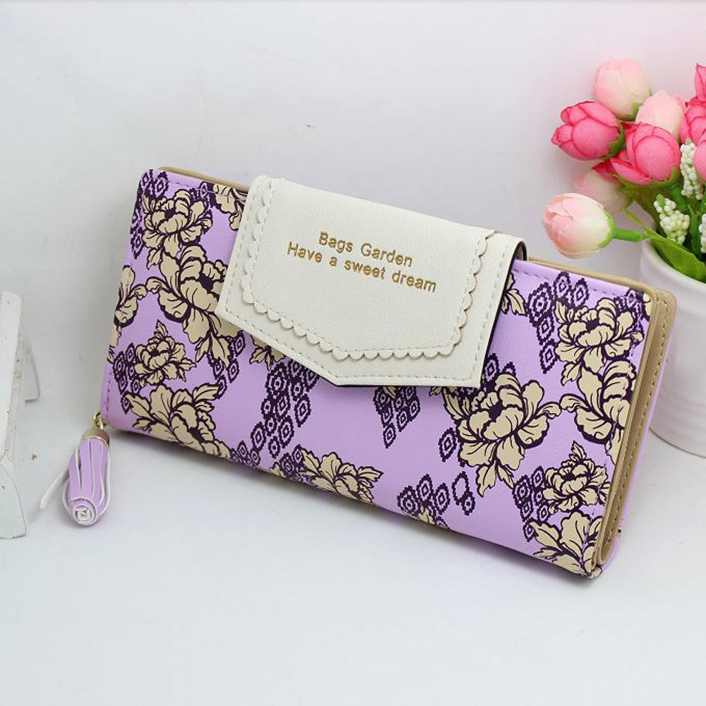 Goforward Women Ladies Wallet Leather Print Floral Clutch Long Card Holder Purse Hbag