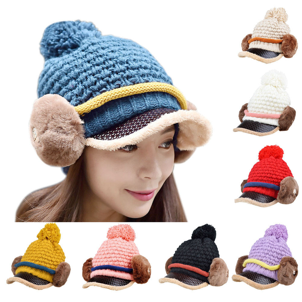 Women Design Hat Skullies Beanies Velvet Knit Warm Cap Headgear