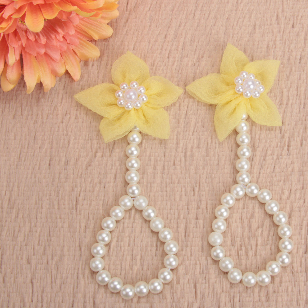 Baby Girls Barefoot Pearl Flower Foot B Toe Rings Floral Wedding Sals Socks Anklets Prop Headb Hair 