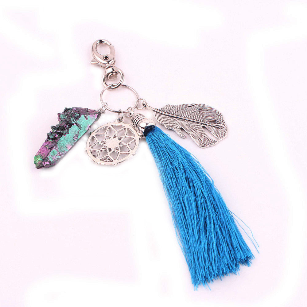 Bohemia Keychain Dreamcatcher Tassel Key Holder Bag Plush Key Ri