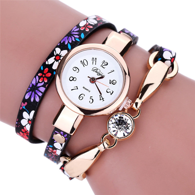 Clock Women Sale Diamond Wrap Around Leatheroid Casual Quartz Wrist Watch Women bracelet watch Feida