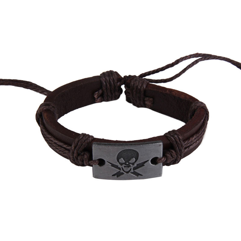 Cool Skull Bracelet String Cross Bracelet Unisex Leather Braid Bangles Cool String Bracelets Unisex 