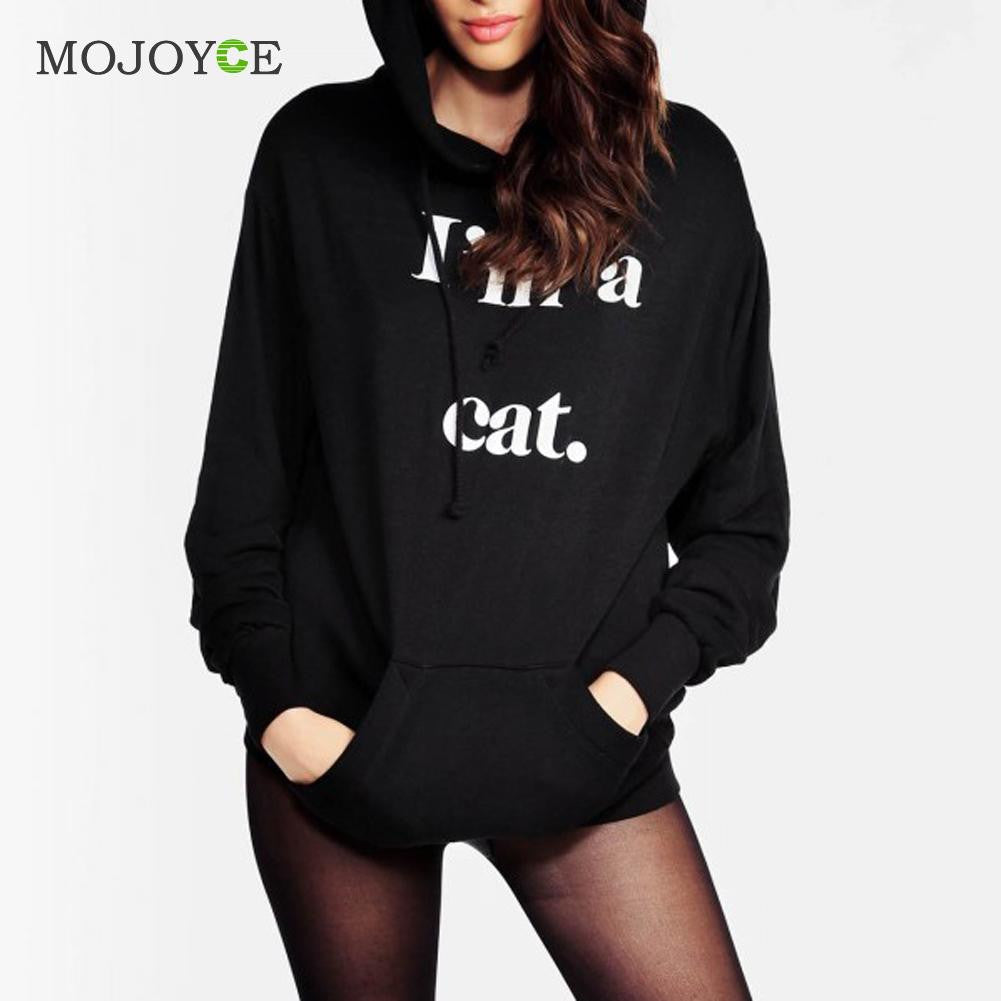 Fashion Letter Print Pullover Sweatshirt Women Casual Jumper Hoodie Black Long Sleeve Coat Sweatshir