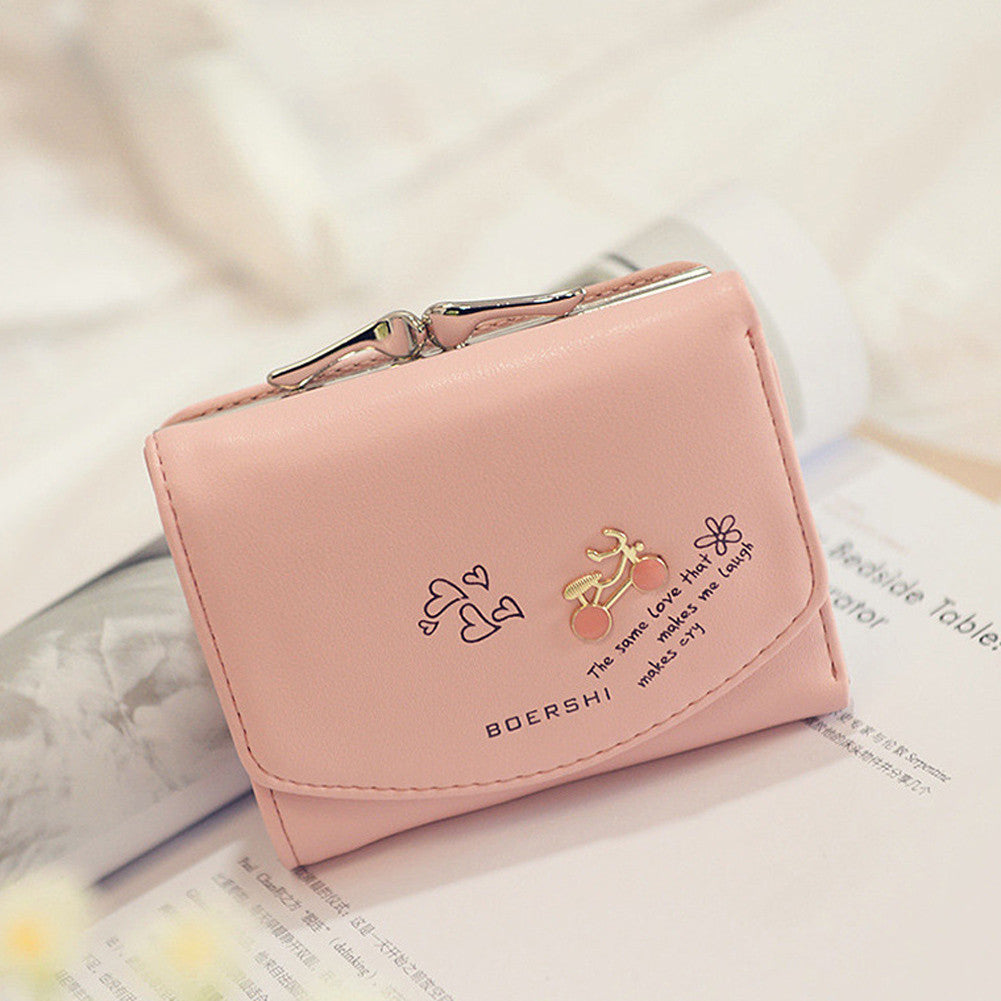 Fashion PU Faux Leather Women Small Wallet Letter Print Card Holder Zip Coin Purse Clutch Coins Wall