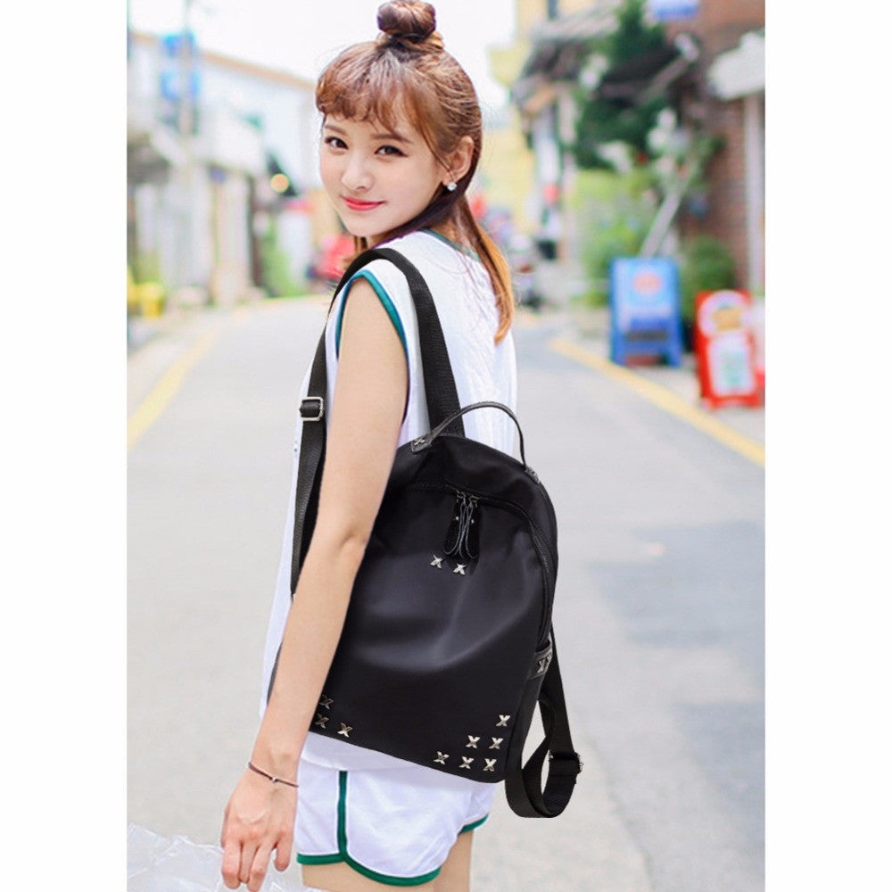 Fasion Nylon Women Bag Rivet Backpack Women School Bags for Teenagers Mochila Feminina Mochilas Muje