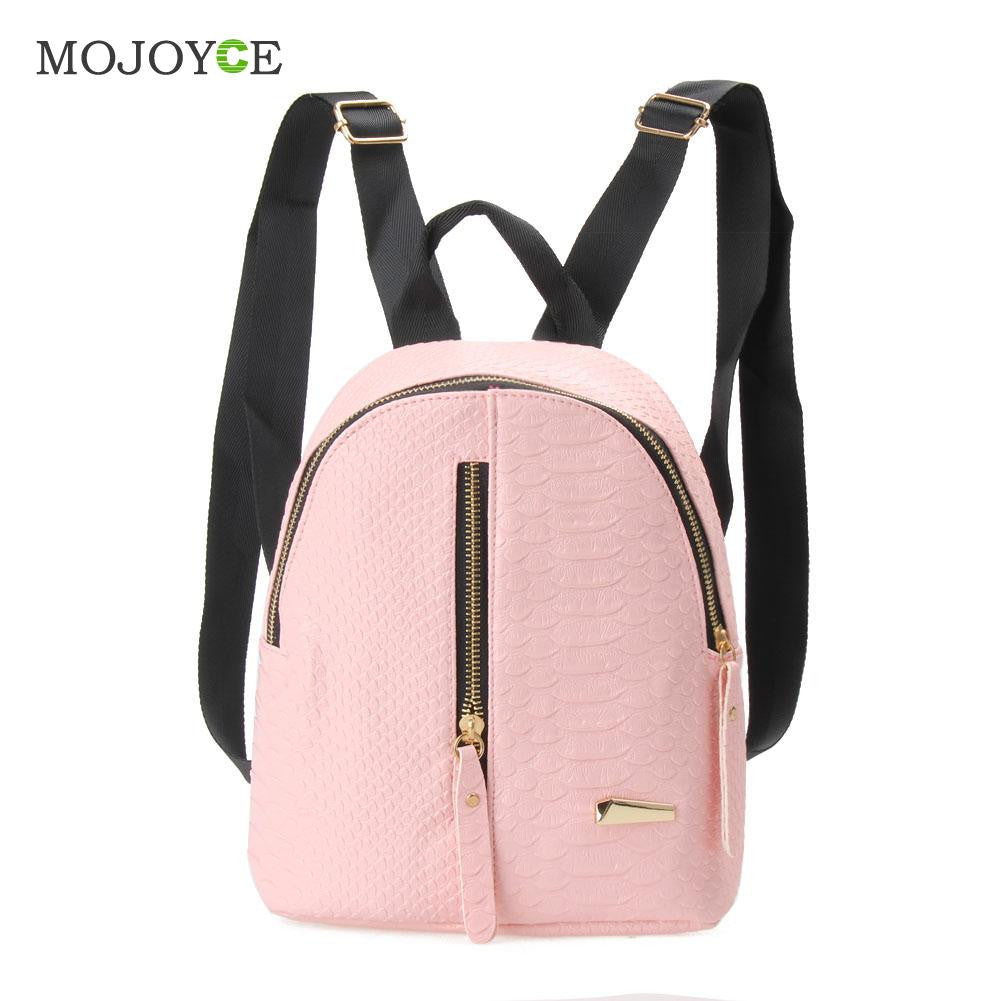 Fasion Women Backpack CROCO Pattern PU Leather Zipper Student School Bag Small Bagpack Rucksacks for