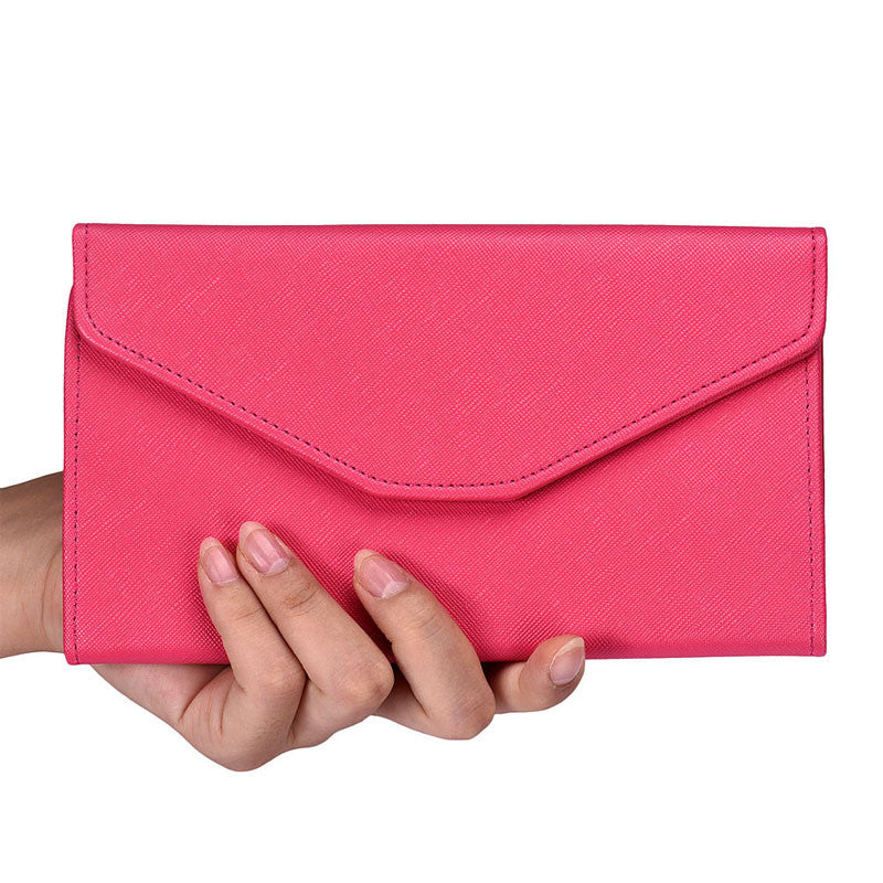 Forward Casual Women Solid Color Clutch Long Purse PU Leather Wa