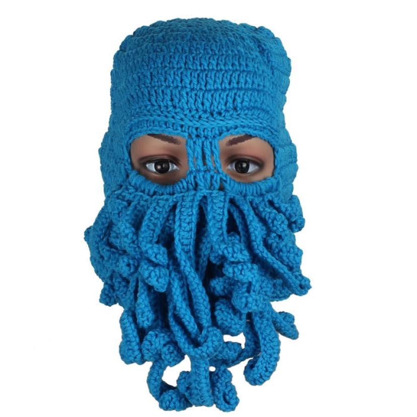 Fashion Unisex Warm Knitted Wool Ski Face Mask Hat Squid Cap Cthulhu Tentacles Beanie Hat