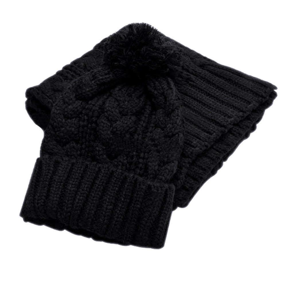 Knitted Women Hat Scarf Two pieces Beanies Knit Crochet Beanies Cap Hats For Women Warm Scarf And Ha