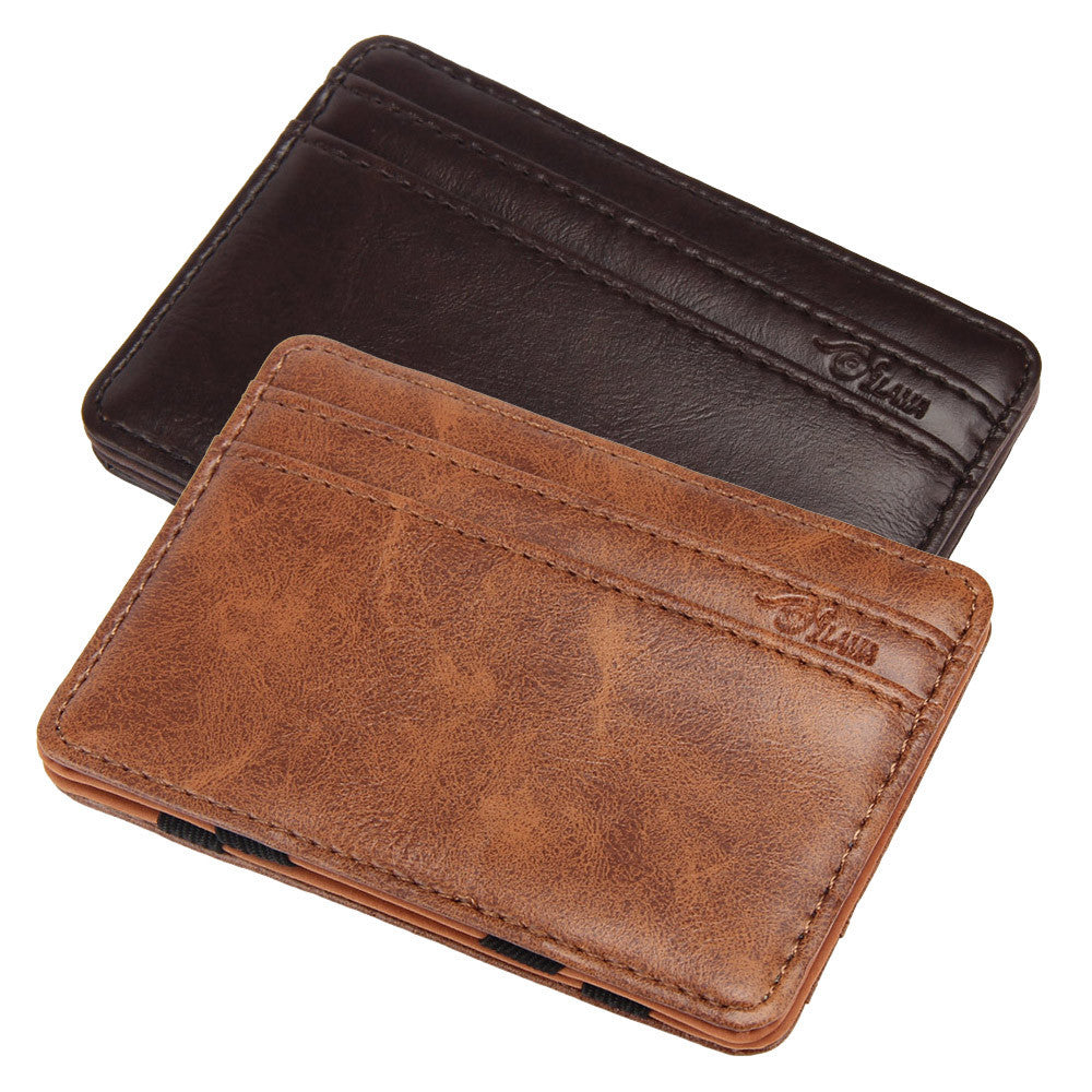 Luxury Mini Neutral Magic Bifold Leather Wallet Card Holder Wall